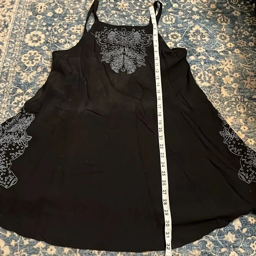 Free People Intimately Free Tulum Cutout Black Embroidered Slip Dress Boho